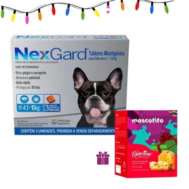 Imagem de Nexgard Antipulgas Cães 4,1 A 10KG C/3 Comprimidos + Surpresa