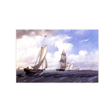 Imagem de MUHJDYC Pintura de paisagem famosa arte de parede impressões em tela - imagem de arte de paisagem marítima para sala de estar decoração de parede moderna (retorno ao porto) 30x50cm-12x19in sem moldura