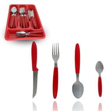 Imagem de Conjunto talheres 25 pçs - Alumínios Portela, Vermelho