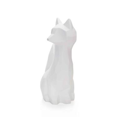 Imagem de Escultura Raposa Em Resina Branco Mate 25x16cm