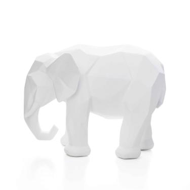 Imagem de Escultura Elefante Em Poliresina Branco 21x26cm