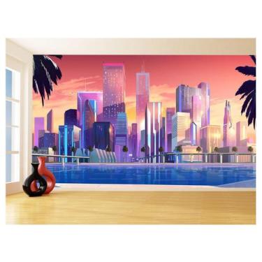 Imagem de Papel De Parede 3D Cidade Prédios Por Sol Luzes 3,5M Ncd364 - Você Dec
