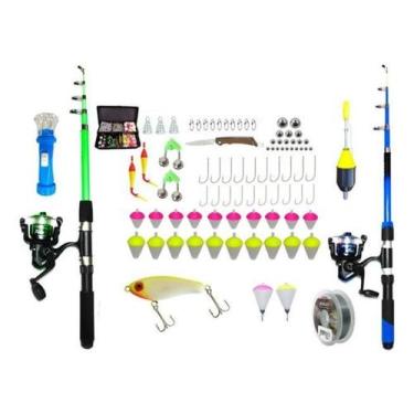 Imagem de Kit De Pesca Completo 2 Varas 2 Molinete + Estojo Boia Anzol - Cmik