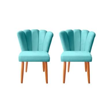 Imagem de Kit 2 Cadeiras Poltrona Sala de Jantar Penteadeira Reforçada Decorativa Pétala Suede