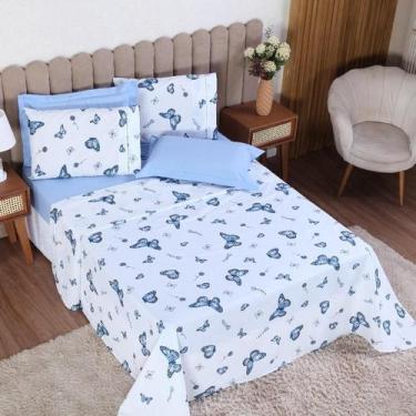 Imagem de Jogo Cama Casal 3P Lençol Sem Elástico + Fronha 100% Algodão - Ametist