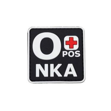 Imagem de Ruoming 1 peça de adesivos táticos de tipo sanguíneo, 5 x 5 cm, PVC 3D, fecho de gancho (branco O+)