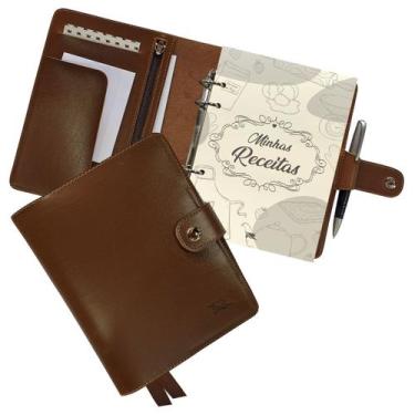 Imagem de Agenda Minhas Receitas 195-R Personalizada Raffai Couros, Caramelo