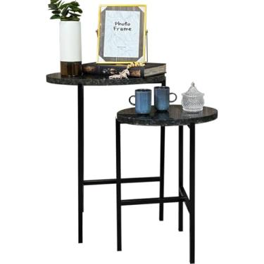 Imagem de Mesa Mesinha de Centro Multiuso com Estrutura de Ferro e Tampo em Pedra Natural para Sala Escritório