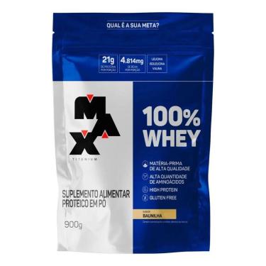 Imagem de 100% Whey Protein Concentrado 900g Max Titanium Sabor Baunilha Refil