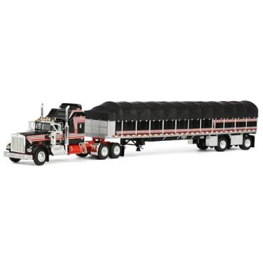 Imagem de First Gear DCP 1/64 Kenworth W900A Aerodyne Sleeper Truck com Wilson Roadbrute 134.6 cm Flatbed Spread-Axle Trailer w Covered Wagon 60-2056