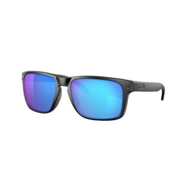 Imagem de Oakley Óculos de sol quadrados Holbrook XL OO9147 | Pacote com kit de limpeza e bolsa de microfibra adicional, Preto fosco/Prizm Sapphire polarizado