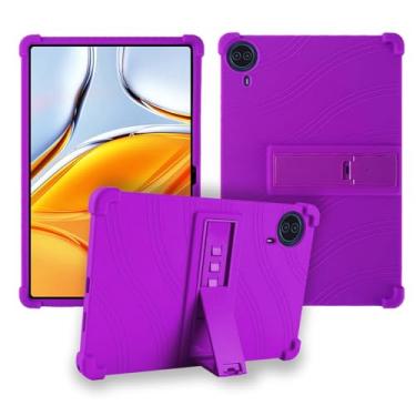 Imagem de Capa para tablet Callsky-Tab Ctab 14 de 14 polegadas, capa protetora de silicone macio, adequada para crianças, capa para tablet com suporte ajustável, 4 cantos espessos à prova de choque, roxa