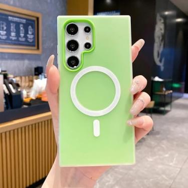 Imagem de Capa de luxo Candy Color para Samsung Galaxy S25 S24 Fe S23 Plus S22 Ultra A16 A26 A36 A26 A17 A07 A56 Capa magnética (para Samsung S24 Plus/verde)