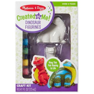 Imagem de Kit de Artesanato Infantil com 2 Estatuetas de Dinossauros, 6 Tintas e Pincel para Crianças Acima de 8 Anos, Melissa & Doug