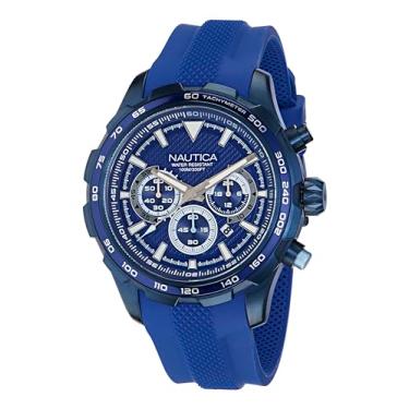 Imagem de Nautica Relógio masculino NAPNSF305 NST Chrono com pulseira de silicone azul, Azul