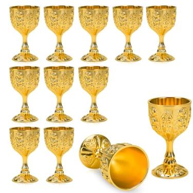 Imagem de Eforcase 24 peças mini cálice cálice ouro cobre vinho pequeno copo medieval vintage cálice, cobre, metal, tostagem, vinho, cálice, copo de shot em relevo para comunhão altar beber