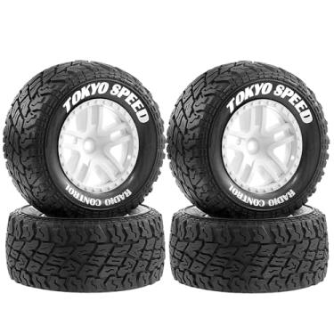 Imagem de 1/10 RC Short Course Truck Tires and Wheels with 12mm 14mm 17mm Hex 110mm 1/8 Rubber Tyres for 1/10 RC Truck ARRMA ARA3521T3 Traxxas 68154-4-GRN - Slash BL-2S (White)