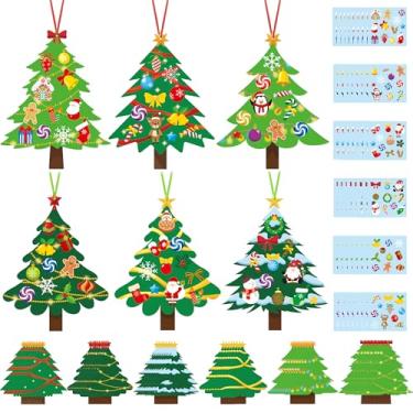 Imagem de 96 PCS DIY Christmas Tree Craft Kit for Kids Xmas Trees Art Making Craft with Stickers Make Your Own Christmas Tree Bookmark DIY Hanging Ornaments for Xmas Holiday Party Home Classroom Game Activities