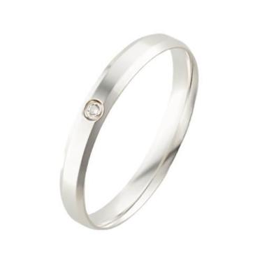 Imagem de Aliança Prata Chanfrada Anatômica com Pedras 3mm - Orion joias, Prata,