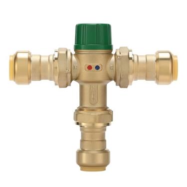 Imagem de Watflow Válvula de mistura termostática de latão de 3/10.2 cm com conexões de união, compatível com acessórios SharkBite Copper, CTS, CPVC, SDR-9 HDPE e PEX