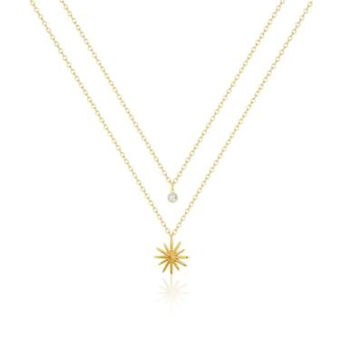 Imagem de NECOCY Delicados colares femininos banhados a ouro 14 quilates, zircônia cúbica simples, colares de joias de zircônia cúbica, presentes modernos, Banhado a ouro rosa 14k, Zircônia cúbica