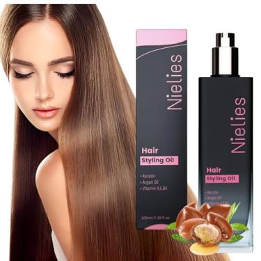 Imagem de Sérum capilar para cabelos crespos e danificados - Tratamento capilar com queratina para cabelos secos - Sérum capilar antifrizz sem enxágue com vitaminas A, C, E e B5 - Sérum Gotas & Aceite para el Cabello