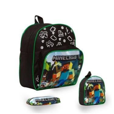Imagem de Kit Mochila Infantil Costas Estampa Minecraft Volta As Aulas - Toys 2U
