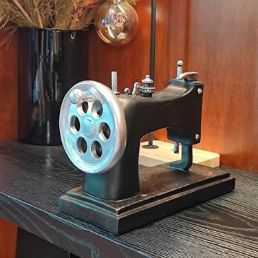 Imagem de LANDCHY Modelo vintage de máquina de costura de 21 cm de altura, decoração de bordado de resina retrô anos 70, 80, design de alfaiate nostálgico, ornamento de estilo antigo para loja de roupas, café