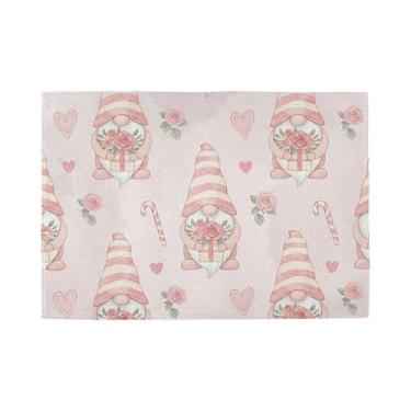 Imagem de Burbuja Jogo americano de flores de gnomos, conjunto de 4, tapetes de mesa laváveis antiderrapantes, resistentes ao calor, para cozinha, mesa de jantar, ambientes internos e externos