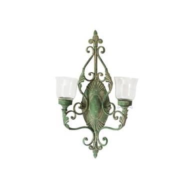 Imagem de Castiçal retrô de ferro forjado montado na parede suporte criativo para jardim pátio decoração castiçal suporte à luz de velas