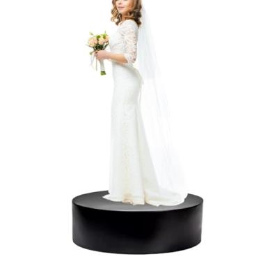 Imagem de Suporte de pedestal redondo para exibição, suporte de pedestal cilíndrico, cabides mostrando pilar de rodapé, plataforma base de manequim para loja de roupas domésticas (preto, 80 x 20 cm)