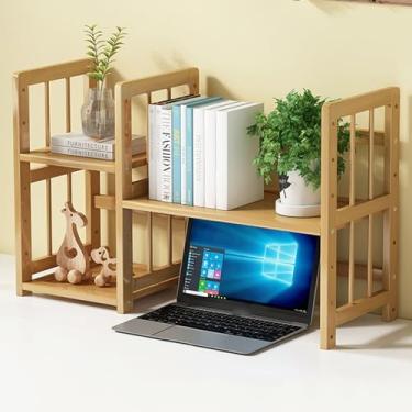 Imagem de Organizador de mesa de bambu, prateleira de suporte para livros, acessórios de estante de mesa, suporte de armazenamento, decoração de casa, para amigos da família