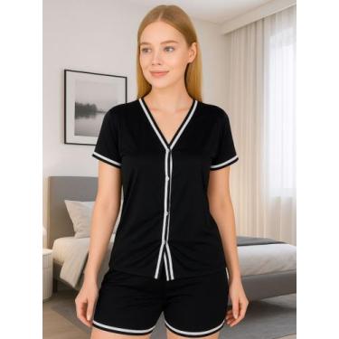 Imagem de Pijama de Verão Com Manga Curta Amamentação Americano Abertura Frontal