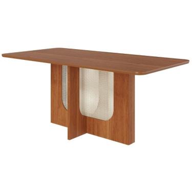 Imagem de Mesa de Jantar Louise 6 Lugares Retangular Tampo MDF 180x90cm Cinamomo Marrom Milani Mo...