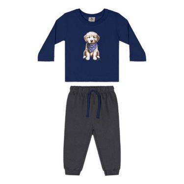 Imagem de Conjunto Bebê Camiseta Golden Calça Quimby, Azul