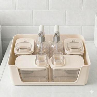Imagem de Kit Para Lavanderia 7 Peças Cesto Organizador 16L, Dispenser Sabão 1,5