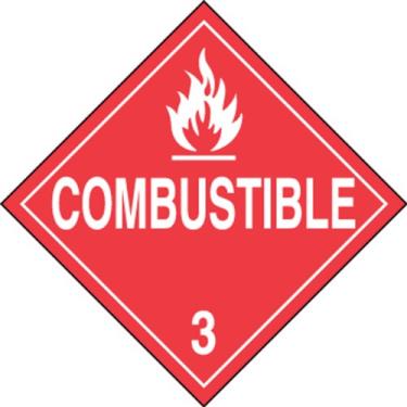 Imagem de Accuform Placar Signs MPL302VP25 Plastic Hazard Class 3 DOT, Legend"Combustible 7,6 cm com gráfico, 26,5 cm de largura x 26,5 cm de comprimento, branco sobre vermelho (pacote com 25)