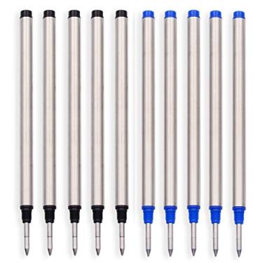 Imagem de Pacote com 10 – Recargas de caneta rolo Montblanc compatíveis com ponta média de 0,7 mm, black and blue