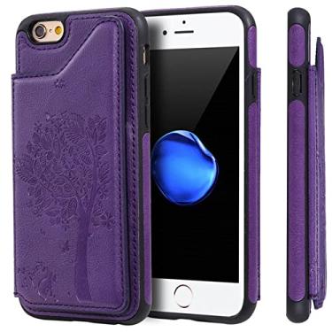 Imagem de Capa de couro com aleta de luxo para iPhone 12 11 13 Pro Max XR XS X SE 2020 6 6S 7 8 Plus Wallte porta-cartões capa para telefone, roxo, para iPhone 12