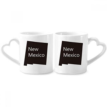 Imagem de Conjunto de canecas de porcelana para casais, mapa dos EUA, New Mexico