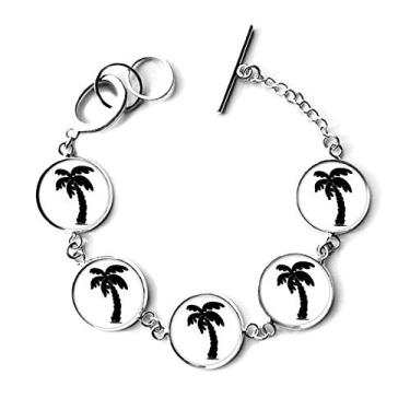 Imagem de DIYthinker Pingente de corrente com silhueta preta de planta de coqueiro