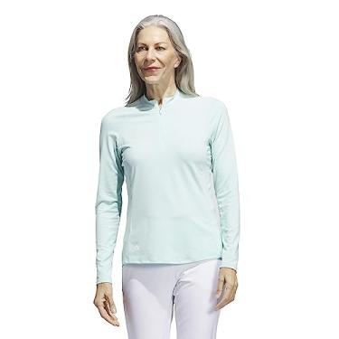 Imagem de adidas Camisa polo feminina de golfe de manga comprida com zíper, semi flash aqua, média