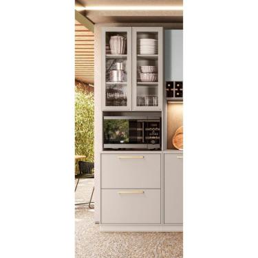 Imagem de Paneleiro Torre Quente 3 Portas 1 Gaveta 230cm de Altura 1 Nicho para Forno 100% Mdf Essence  Cinza