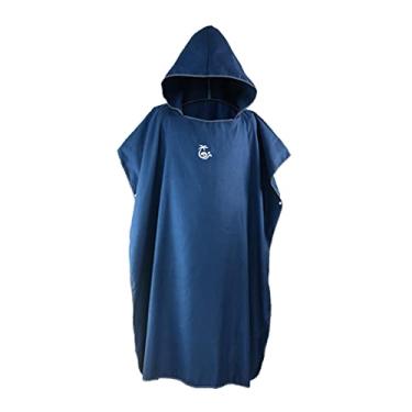 Imagem de Almencla Surf Poncho Mudando Robe Lightweight Front Quick Seco Microfibra Mudando Toalha para Surfar Esportes Ao Ar Livre, Azul-marinho