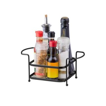 Imagem de Porta Tempero Condimento Suporte Galeteiro Preto Organização Cozinha -