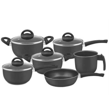 Imagem de Conjunto de panelas 06 pçs antiaderente marpal com teflon, Preto