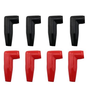 Imagem de Bota de terminal elétrico DGZZI 8 peças motor de proteção elétrica guincho cabo terminal capa de borracha, capa de proteção de PVC erminal, 4 peças pretas e 4 peças vermelhas