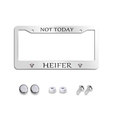 Imagem de EFAWIPA Not Today Heifer Cow Funny License Plate Cover Personalize a decoração com parafusos 30 x 15 cm para todos os tamanhos de veículos padrão