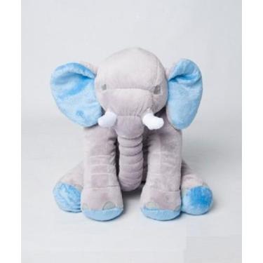 Imagem de Almofada Elefante Travesseiro Pelúcia Bebê Dormir Cinza C Rosa 60 cm -