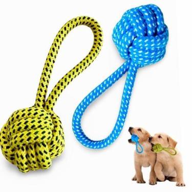 Imagem de Brinquedo Mordedor Pet Corda Pequena para Cães Cachorros Pequenos Bola
